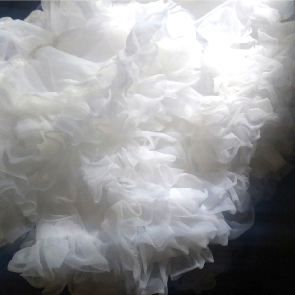 Vintage Petticoat Skirt Slip White Sam's Square Dancing 2Tier Elastic Waist - Picture 5 of 5